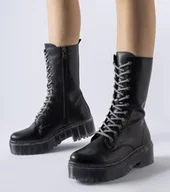 Botki damskie - Czarne trapery skóra naturalna ocieplane Middletown-36 - miniaturka - grafika 1