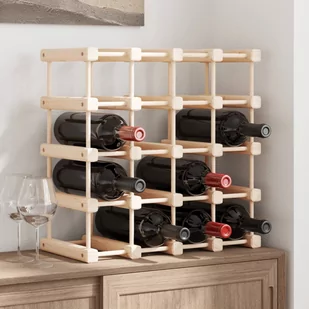 Stojak na 12 butelek wina, 46,5x23x46,5 cm, lite drewno sosnowe  Lumarko! - Stojaki na wino - miniaturka - grafika 1