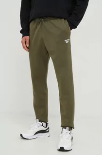 Spodnie męskie - Reebok spodnie dresowe męskie kolor zielony z nadrukiem - grafika 1