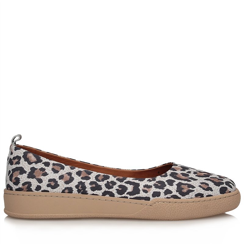 Beżowe baleriny z panterkowym wzorem BK 341-3336 - 37