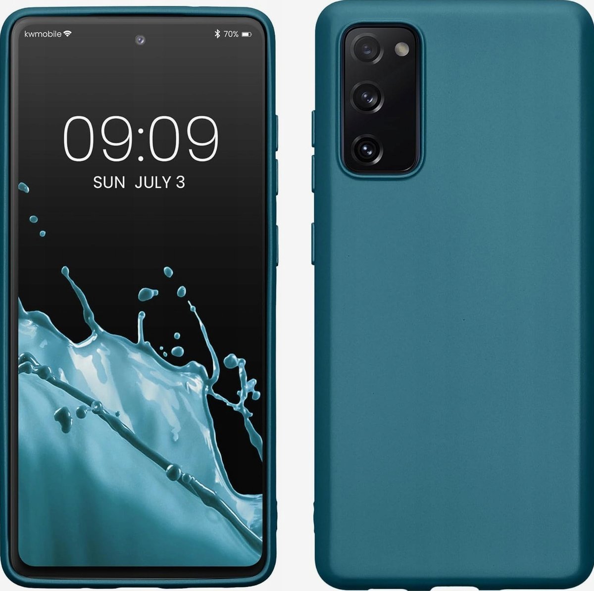 kwmobile Etui kompatybilne z Samsung Galaxy S20 FE - miękkie, cienkie, metaliczne etui z silikonu TPU - metaliczny niebieski (Caribbean Blue), 53930..
