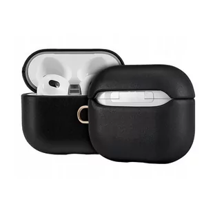D-Pro Leather Case skórzane etui do Apple AirPods 3 z metalową zawieszką (Czarne) - Akcesoria do słuchawek - miniaturka - grafika 1