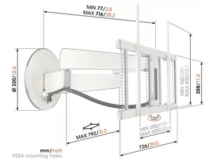 Vogel`s TVM 7655 obrotowy uchwyt do TV 40"-77" Limited White Edition - Uchwyty do telewizora - miniaturka - grafika 4