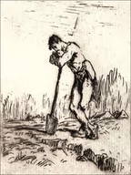 Plakaty - Man Leaning on a Spade, Jean-François Millet - plakat Wymiar do wyboru: 50x70 cm - miniaturka - grafika 1