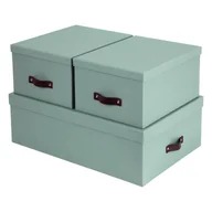 Pudła i pojemniki do przechowywania - Miętowe kartonowe pojemniki z pokrywką zestaw 3 szt. 31x47x15 cm Inge – Bigso Box of Sweden - miniaturka - grafika 1