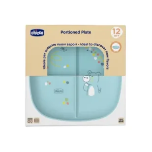 Chicco Talerz 3-dzielny niebieski 12m+ - Miseczki i talerzyki dla dzieci - miniaturka - grafika 1