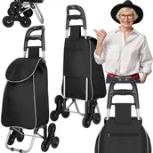 Walizki - Wózek na zakupy, walizka zakupowa dla seniora 30 l torba na 6 kółkach, schodowa szaro-czarny UNIWERSALNY - miniaturka - grafika 1