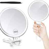 Lusterka do makijażu - Lustro do makijażu z 30-krotnym powiększeniem, dwustronne (1X/30X), poręczne lusterko z uchwytem – lusterko kosmetyczne do podróży - miniaturka - grafika 1