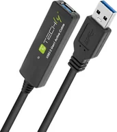 Kable USB - Kabel USB Techly USB-A - USB-A 10 m Czarny (ICUR30100G) - miniaturka - grafika 1