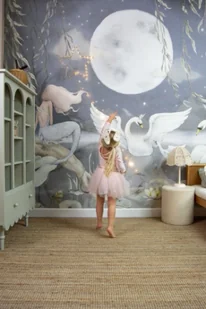 MERMAID LAKE – tapeta z syreną mural granatowa - Tapety - miniaturka - grafika 1