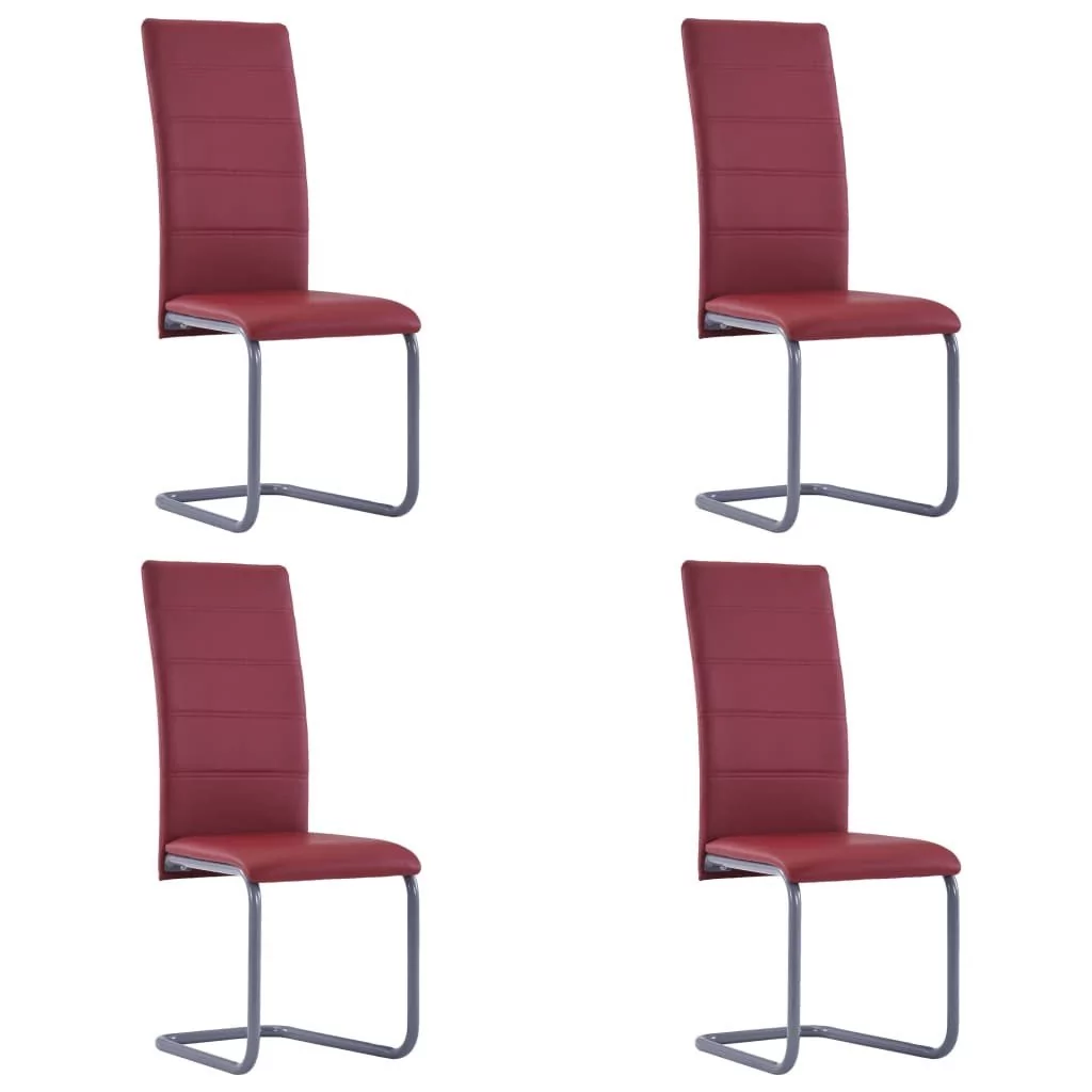 vidaXL Krzesła jadalniane, 4 szt., czerwone, sztuczna skóra