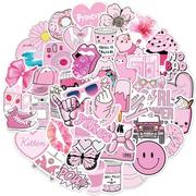 Zabawki kreatywne - Naklejki Różowe Dziewczyny Mix Zestaw 50 szt - miniaturka - grafika 1