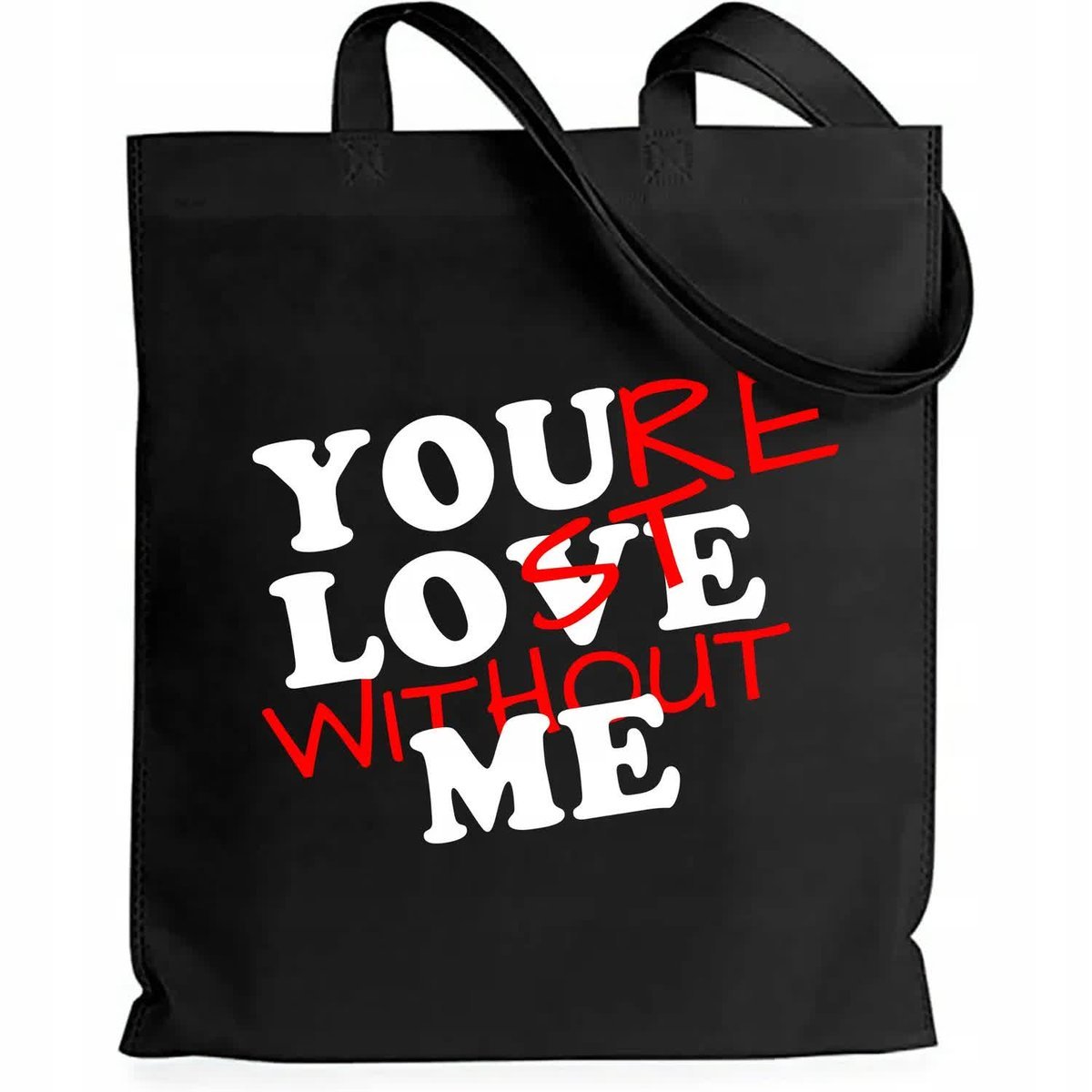 Torba EKO Czarna Bawełniana YOURE LOST WITHOUT ME Shopper Mix Wzorów