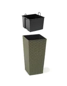 Donice - Rattanowa zielona doniczka Finezja Eco Wood 300x300 Lamela - miniaturka - grafika 1