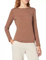 Swetry damskie - Gerry Weber Damski sweter w paski, sweter z długim rękawem, okrągły dekolt, w paski, Hazelnut/kość słoniowa, 40 - miniaturka - grafika 1