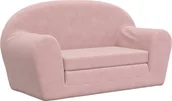 Zestawy mebli dla dzieci - 2-os. sofa dla dzieci, rozkładana, różowa, miękki plusz - miniaturka - grafika 1