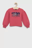 Bluzy dla dziewczynek - Tommy Hilfiger bluza dziecięca kolor różowy z aplikacją - miniaturka - grafika 1