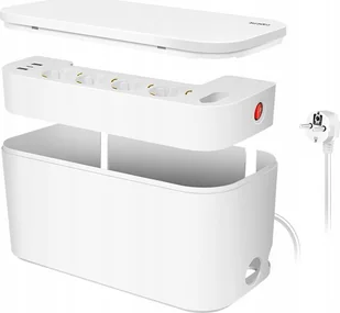 Listwa zasilająca LogiLink LogiLink Kabelbox m. 5-fach-Steckdosenleiste USB/Schuko wei - Listwy zasilające - miniaturka - grafika 1