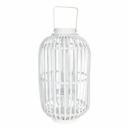 Clayre & Eef Drewniany Lampion Okrągły Biały A 6RO0486 - Lampiony i znicze - miniaturka - grafika 1