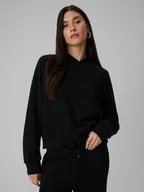 Bluzy damskie - 4F Bluza dresowa regular z kapturem damska - czarna XXL - miniaturka - grafika 1
