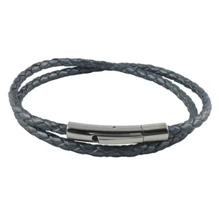 König Design skórzany naszyjnik skórzany pasek skórzana bransoletka 7 mm męski naszyjnik 17 cm - 100 cm pleciony, długość: 85 centymetrów, kolor: Graphite Grey - Naszyjniki męskie - miniaturka - grafika 1