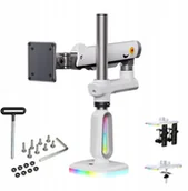 Uchwyty do monitorów - Blow F7-XE Pearl White Podświetlenie RGB Gamingowy mocny uchwyt biurkowy do dużych monitorów 32-60 cali - miniaturka - grafika 1