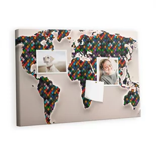 Kolorowy Organizer - Tablica Korkowa z Pinezkami - Abstrakcja mapa świata 60x40 cm - Tablice i flipcharty - miniaturka - grafika 1