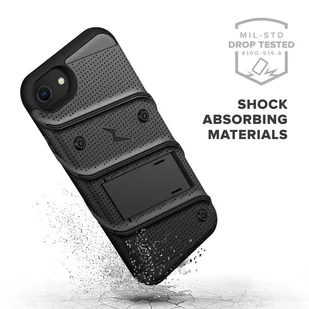 Zizo Bolt Cover Pancerne etui iPhone SE 2020 / 8 / 7 ze szkłem 9H na ekran + podstawka & uchwyt do paska (czarny) - Etui i futerały do telefonów - miniaturka - grafika 4