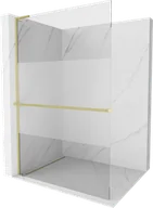 Ścianki i drzwi prysznicowe - Mexen Kioto+ L ścianka prysznicowa z półką Walk-in 80 x 200 cm, transparent/szron, złota szczotkowana - 800-080-123-55-35 - miniaturka - grafika 1