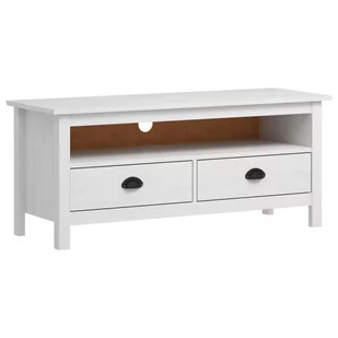 vidaXL Szafka TV Hill Range, biała, 110x40x47 cm, lite drewno sosnowe - Szafki RTV - miniaturka - grafika 1