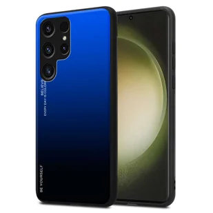 Etui Cadorabo do Samsung Galaxy S23 ULTRA w kolorze NIEBIESKIM - CZARNYM Dwukolorowe etui ochronne wykonane ze szkła hartowanego i silikonowej nakładki TPU na telefon komórkowy - Etui i futerały do telefonów - miniaturka - grafika 1