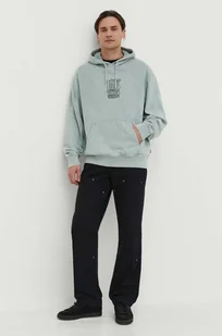 Vans bluza męska kolor zielony z kapturem z nadrukiem - Bluzy męskie - miniaturka - grafika 1