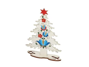 Drewniana choinka folk świąteczna ze wzorem kaszubskim - Ozdoby bożonarodzeniowe - miniaturka - grafika 1