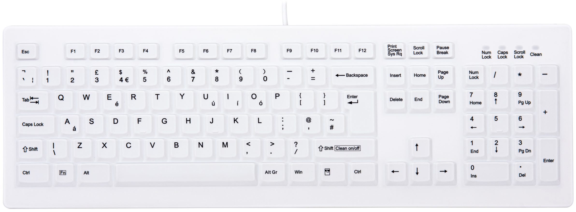 Cherry AK-C8100F-UVS-W/UK klawiatura Medyczna USB QWERTY British English Biały