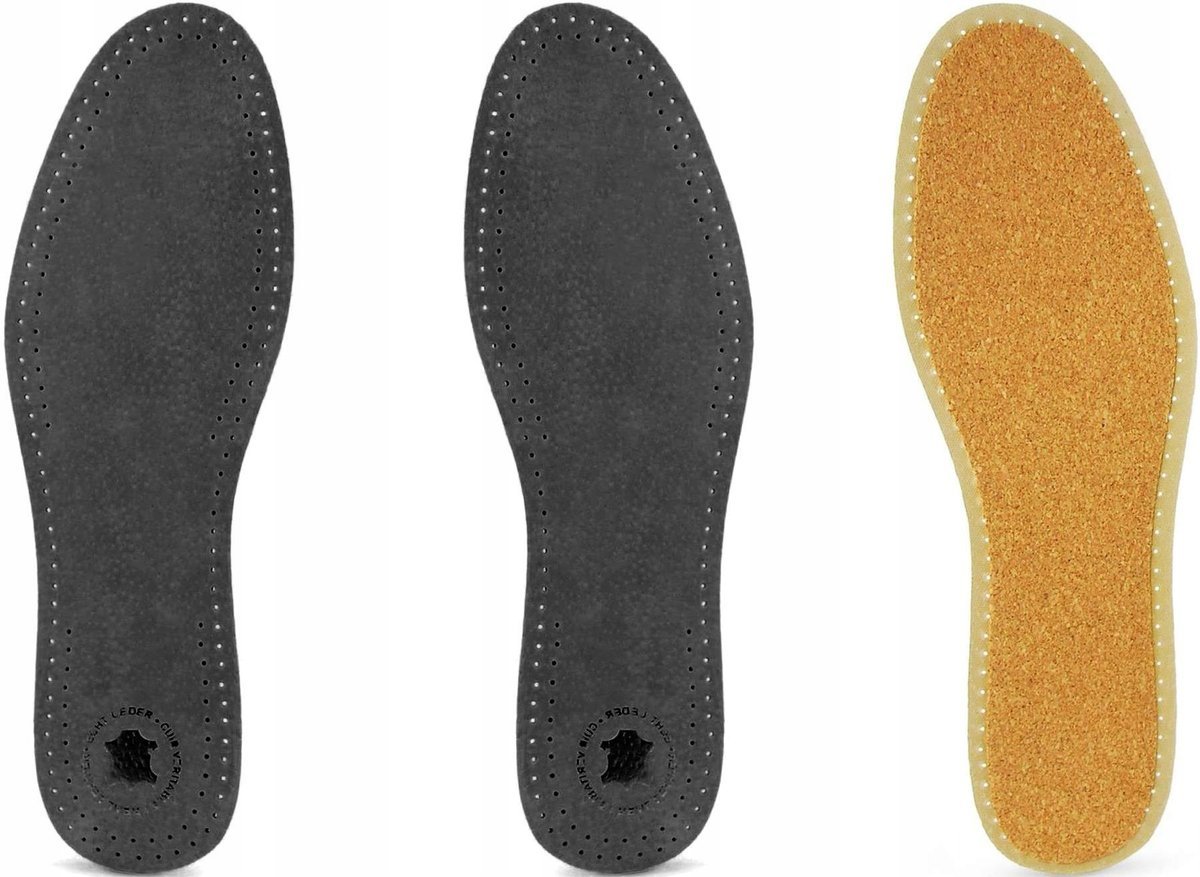 G10-72 CZARNE KORKOWE SKÓRZANE WKŁADKI DO BUTÓW SKÓRA NA KORKU WYŚCIÓŁKI 46