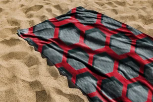 Ręcznik plażowy 100x180 grafitowy czerwony sześciokąty - Ręczniki - miniaturka - grafika 1