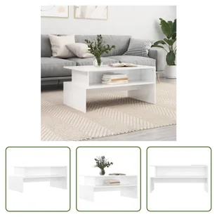 The Living Store stolik kawowy biały wysoki połysk 90x55x42,5 cm materiał drewnopochodny - Ławy i stoliki kawowe The Living Store stolik kawowy biały wysoki połysk 90x55x42,5 cm materiał drewnopochodny - Ławy i stoliki kawowe - miniaturka - grafika 1