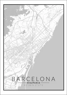 Plakat, Barcelona mapa czarno biała, 30x40 cm - Plakaty - miniaturka - grafika 1