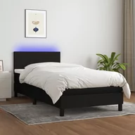 Łóżka - Łóżko kontynentalne z materacem, czarne, 90x200 cm, tkanina Lumarko - miniaturka - grafika 1