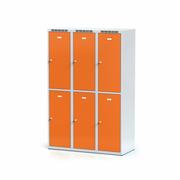 Szafki BHP - Metalowa szafka ubraniowa 6-drzwiowa, drzwi pomarańczowe, zamek obrotowy - miniaturka - grafika 1