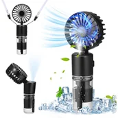 Wentylatory - Miniaturowy wentylator przenośny, wentylator wiszący na szyję, składany, cichy wentylator, odpowiedni do użytku na zewnątrz i w podróży, czarny - miniaturka - grafika 1