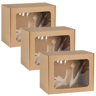 Zestawy upominkowe - Prostokątne pudełko fasonowe z okienkiem, pudełko prezentowe 25x20x10 cm x3 - miniaturka - grafika 1