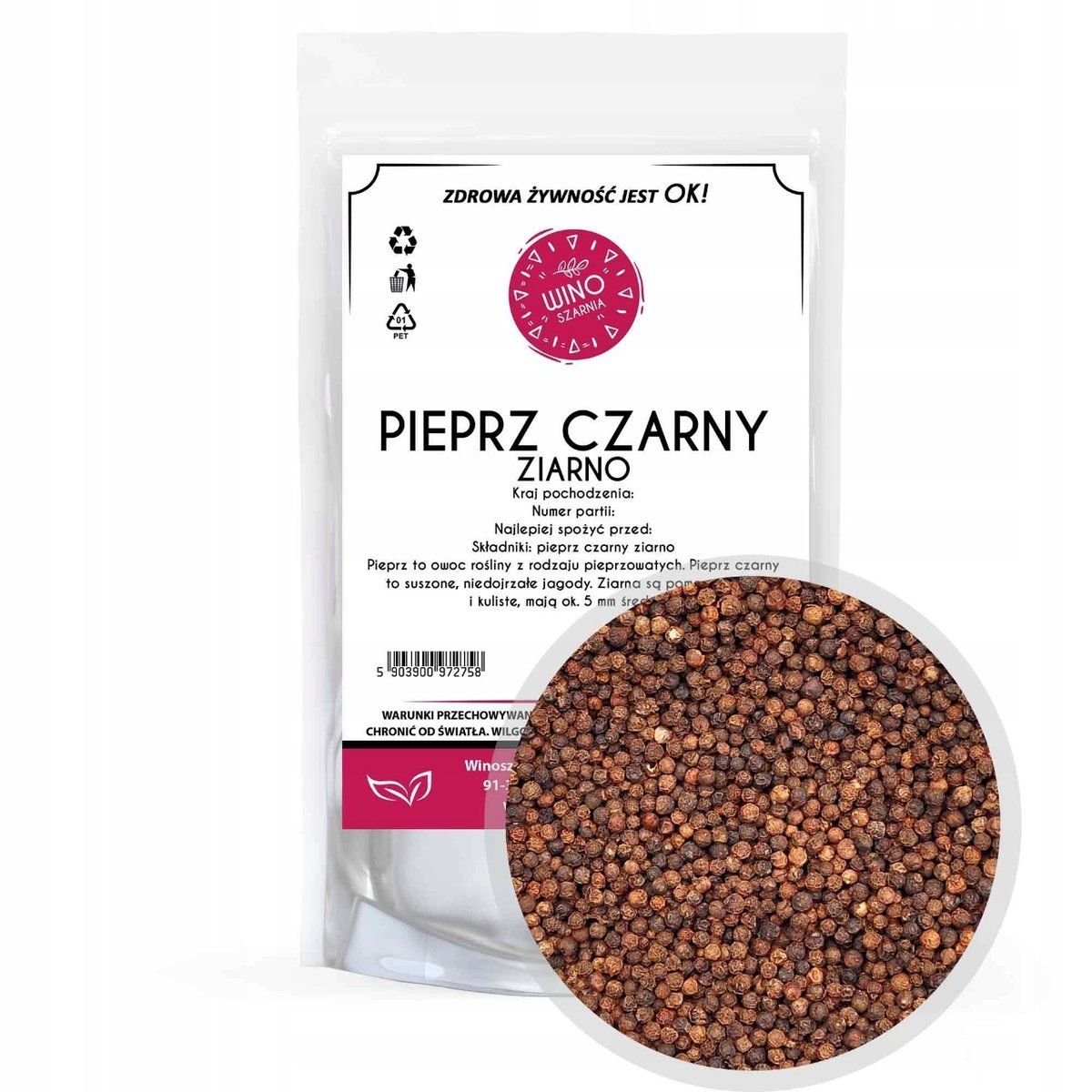 Pieprz czarny Ziarno - 200g Ziarnisty