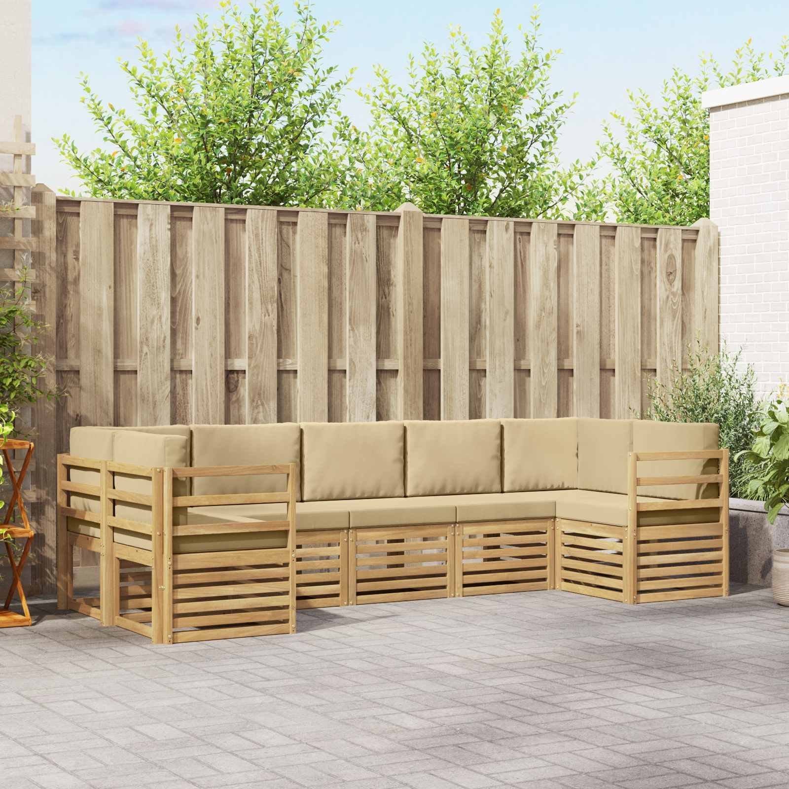 vidaXL Zestaw sofy narożnej 7 pcs Biały i Beżowy 304 x 126,5 x 73 cm