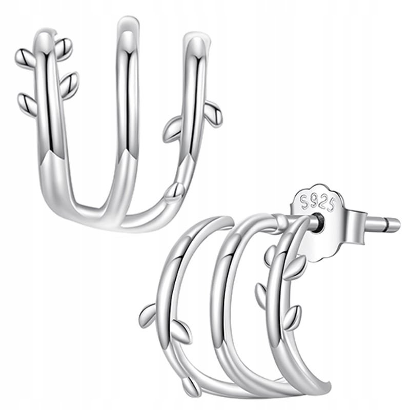 Kolczyki Srebrne Kolczyki Potrójne Księżyc Gwiazda Srebro 925 Kolczyki Trus