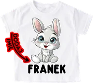 Koszulki dla dziewczynek - Koszulka z królikiem dla dzieci do szkoły - dodaj imię do królika - miniaturka - grafika 1