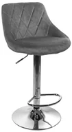 Taborety i hokery - Szary Hoker Tapicerowany Welurowy Z Oparciem K6-N21 - miniaturka - grafika 1