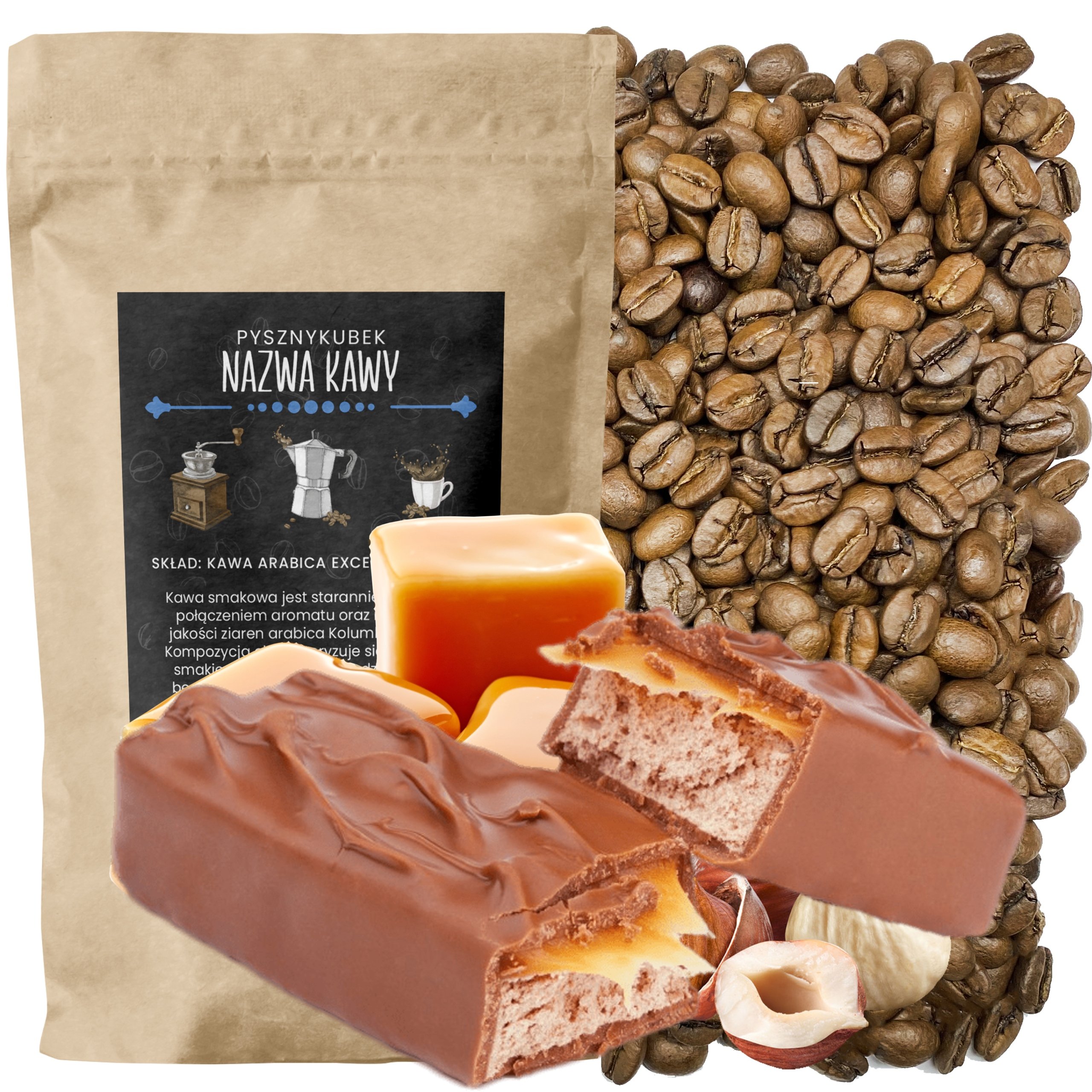 Kawa smakowa Snickerss 1000g 1kg arabica karmel baton