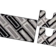 Dywaniki łazienkowe - Zestaw 3 Dywaników Mata łazienkowa Nowoczesny Miękki Absorbent Antypoślizgowy Zmywalny Czarny - miniaturka - grafika 1