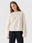 Bluzy damskie - Damski polar sherpa nierozpinany Outhorn OTHWAW24TSWSF1882 - biały - miniaturka - grafika 1